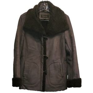 JONES New York Jacket Suede with Faux Fur Penny Lane  Size Small